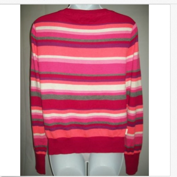 Aeropostale Cardigan Sz XL Pink Stripe Button Up - Picture 3 of 3